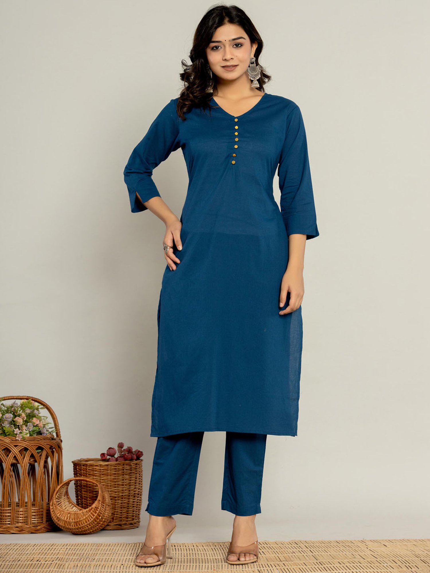 Autumnlane Prapti Indigo Cotton Suit Set