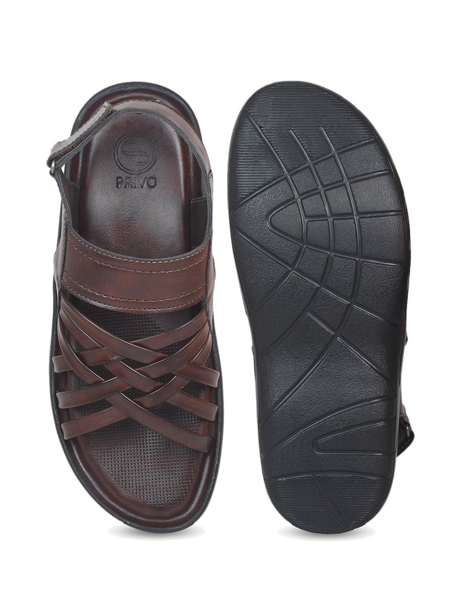 Privo by Inc.5 Men's Tri-Band Brown Back Strap Sandals