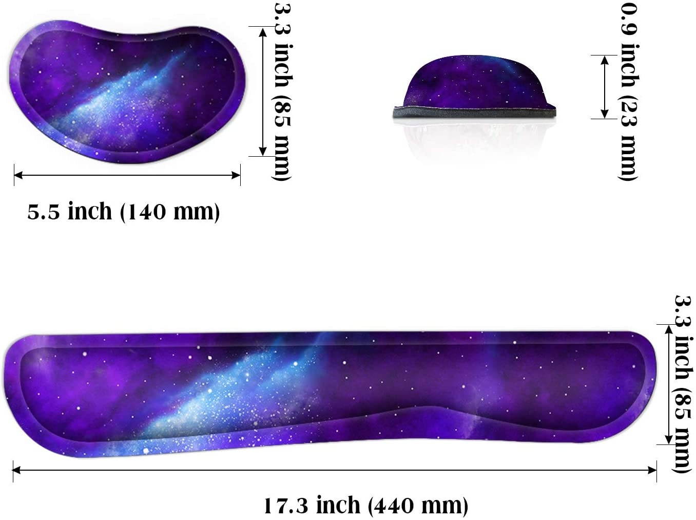 Meffort Inc Gaming Keyboard Wrist Pad & Mouse Wrist Rest Cushion Support Combo Set &ndash; Durable Ergonomic Anti Slip Non-Slip Base - Galaxy Universe