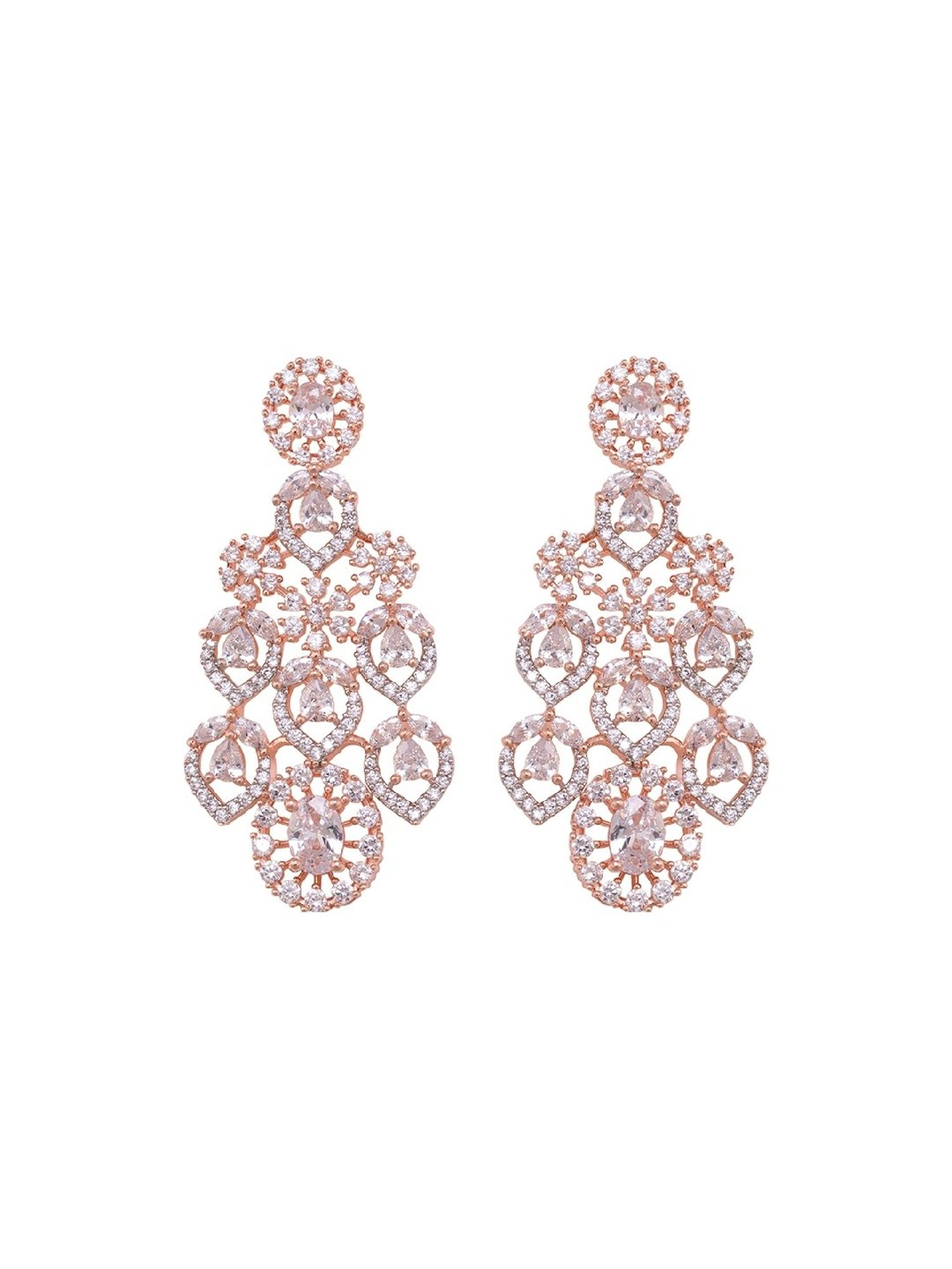 Saraf RS Jewellery Rose Gold Plated White AD Choker with mang Tika jewellery Set