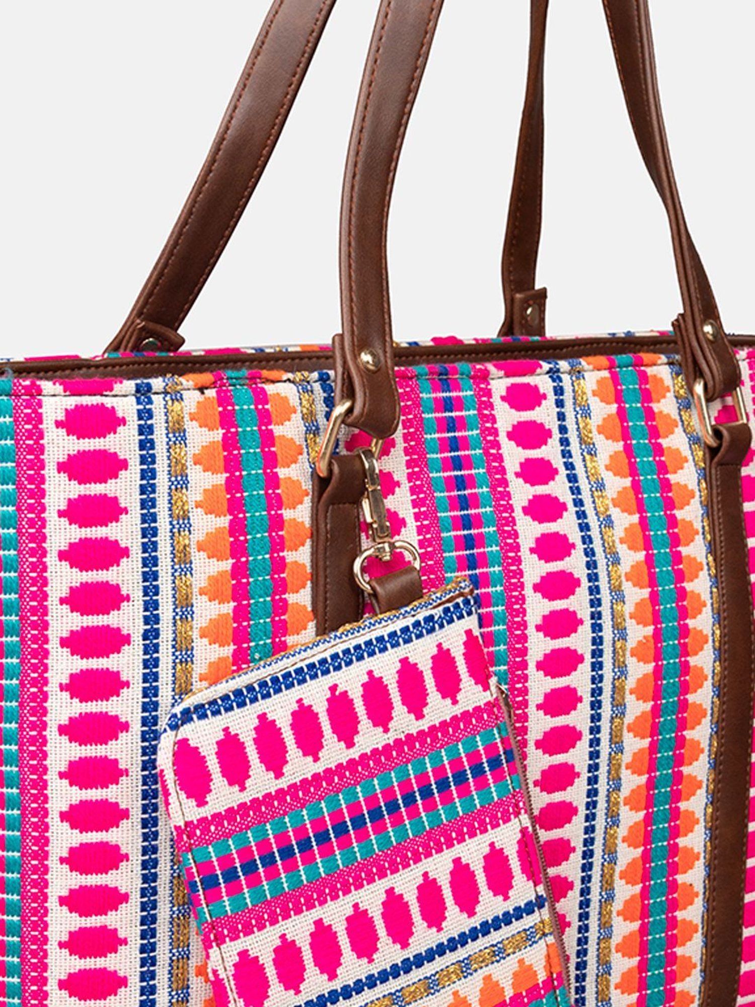 Gaurapakhi Multicolor Printed Large Tote Bag