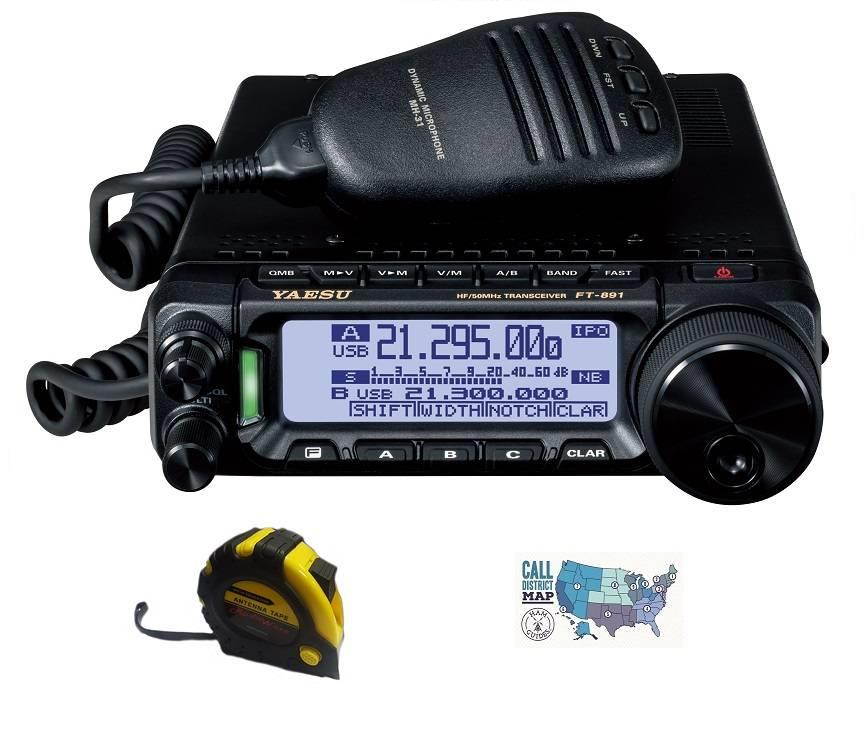 Bundle - 3 Items - Includes Yaesu FT-891 HF/6M Mobile Radio with the New Radiowavz Antenna Tape (2m - 30m) and HAM Guides Quick Reference Card