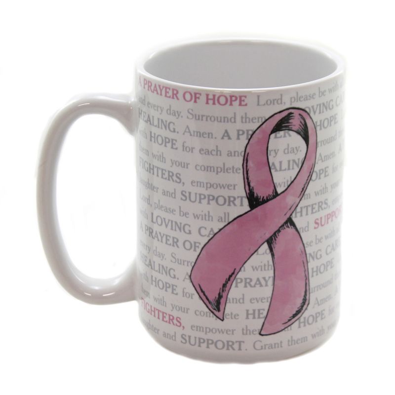 Tabletop 4.5" Hope 14 Oz Mug Pink Ribbon Breast Cancer Carson Home Accents  -  Drinkware