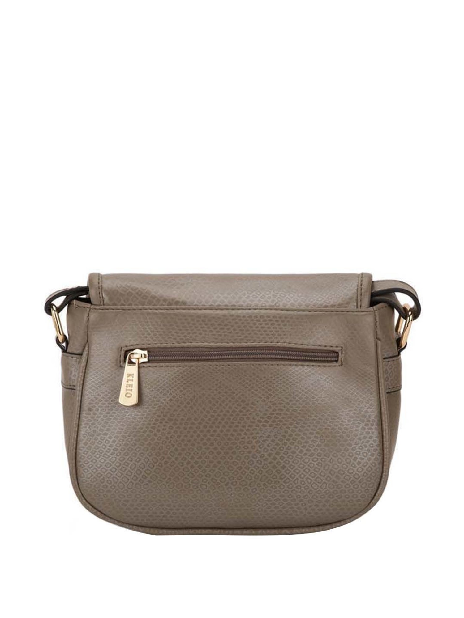 KLEIO Grey Textured Medium Sling Handbag