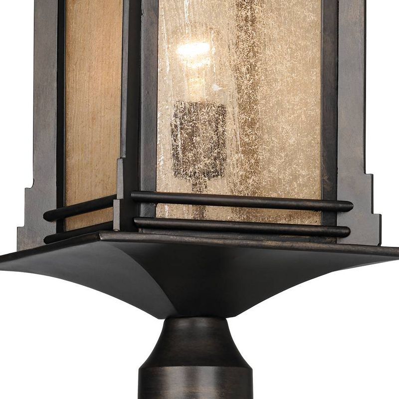 Franklin Iron Works Rustic Outdoor Post Light Walnut Bronze Vintage 21 1/2" Frosted Cream Glass Lantern for Exterior Garden Yard