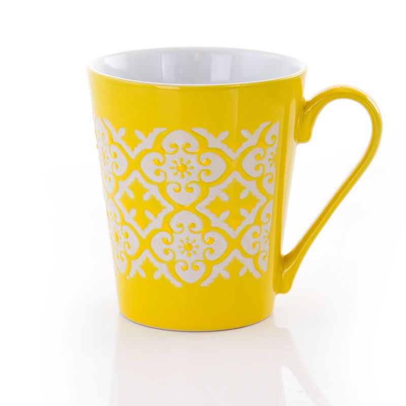 Gibson Home Windcrest 3 Piece 12.5 Ounce Cone Shaped Stoneware Cup Set in Assorted Colors