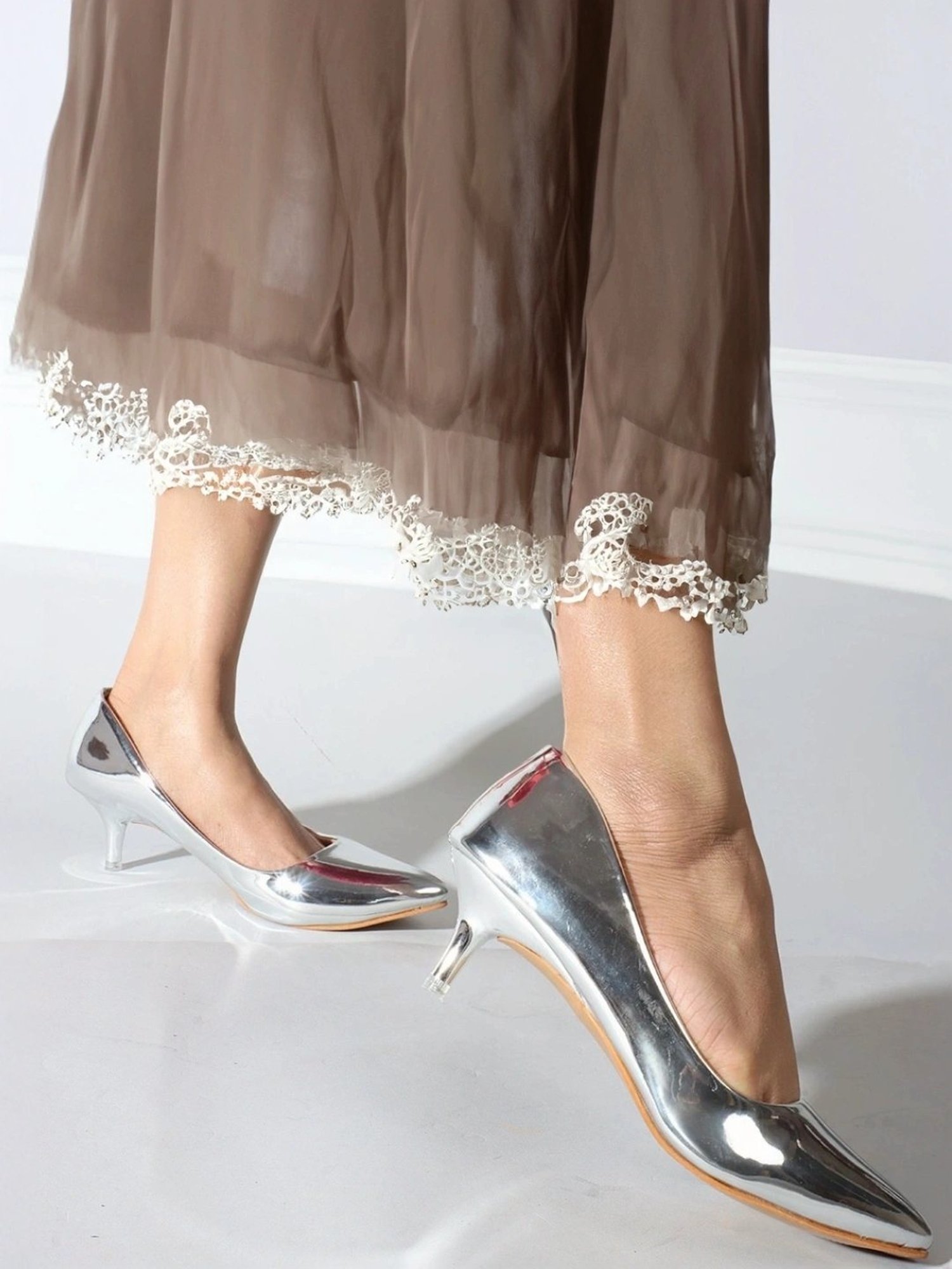 Carlton London Women's Silver Stiletto Pumps