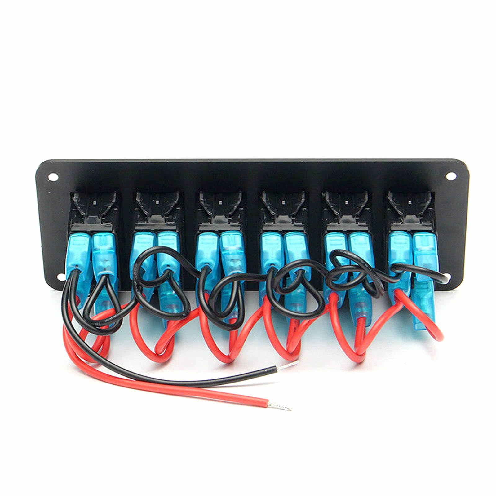 Blue Car Marine Boat 6-Gang Waterproof Circuit LED Rocker Switch Panel Breaker