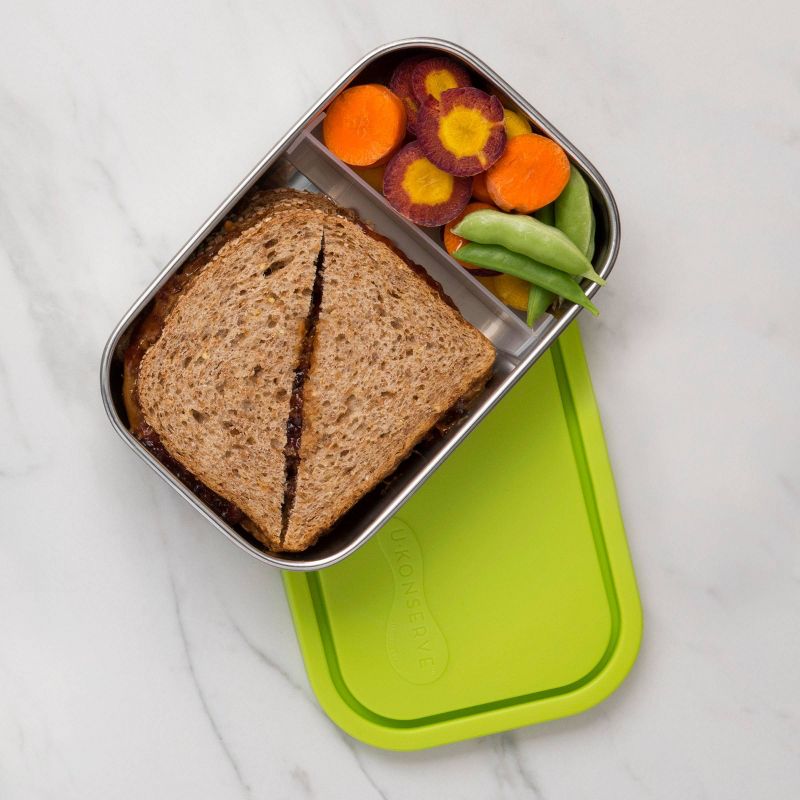 U-Konserve Stainless Steel Food-Storage Container Bento Rectangle 25oz - Lime Plastic Lid