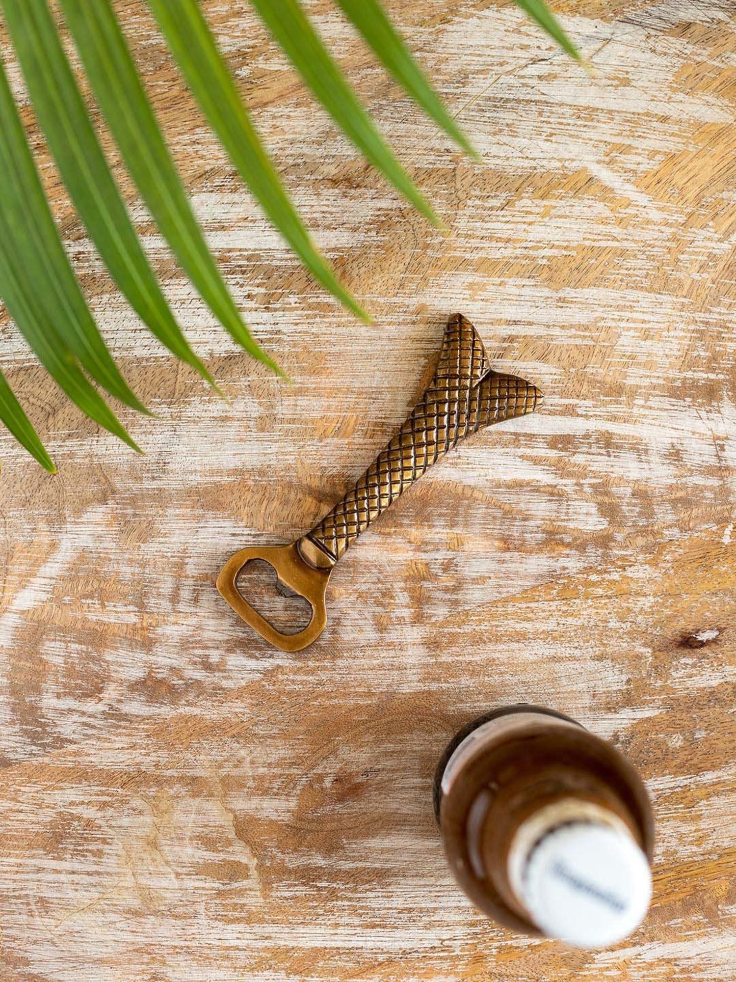 ExclusiveLane Metallic Golden With Antique Black Finish Brass Mermaid Tail Bottle Opener