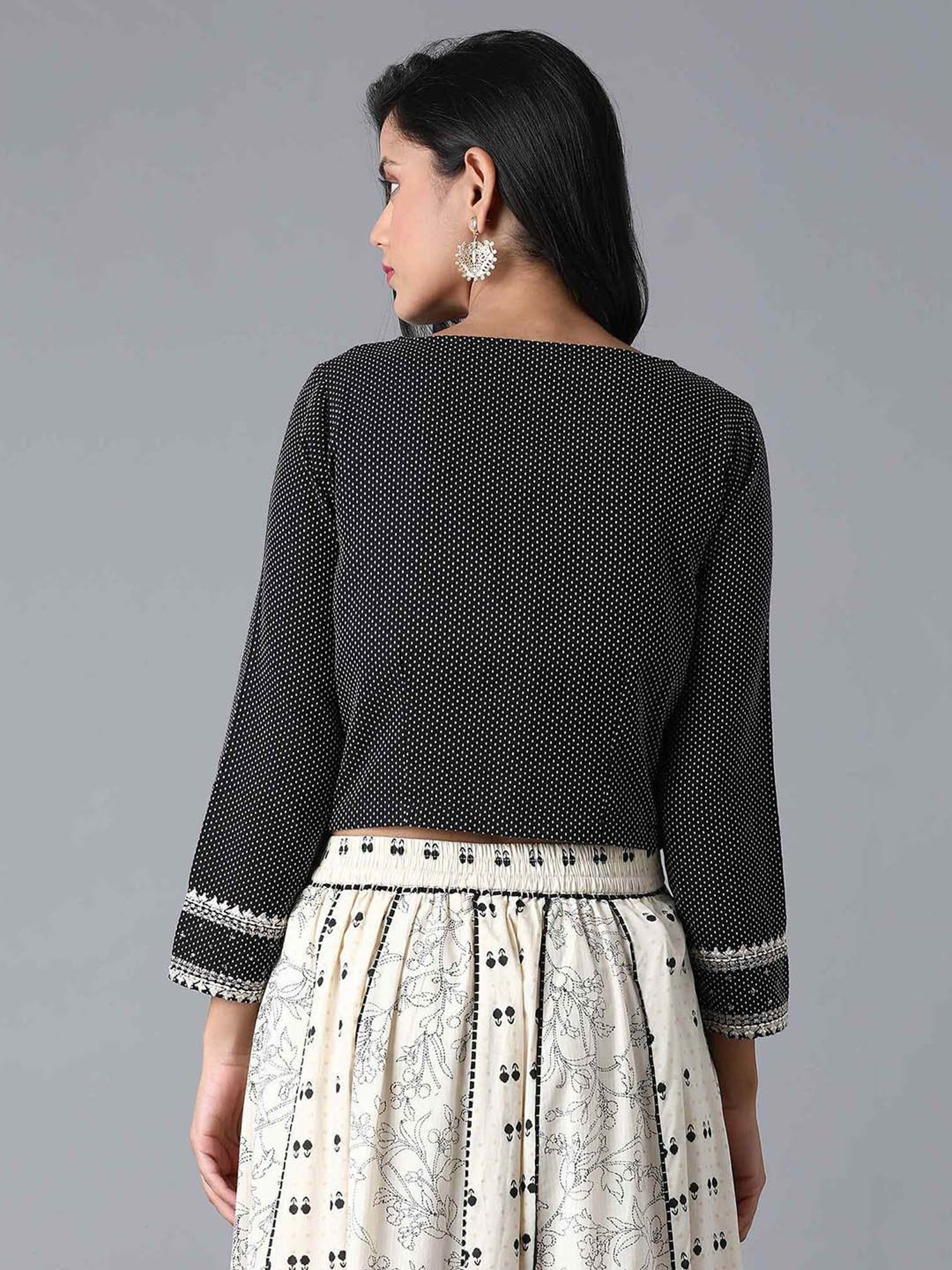 W Grey Box Embroidered Top