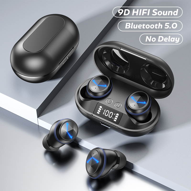 Wireless Bluetooth Earbuds, True Stereo Headphones in-Ear Buds Built-in Mic Headsets IPX5 Water Resistant Premium Sound Earphones with Charging Case for Deep Bass Sports Running