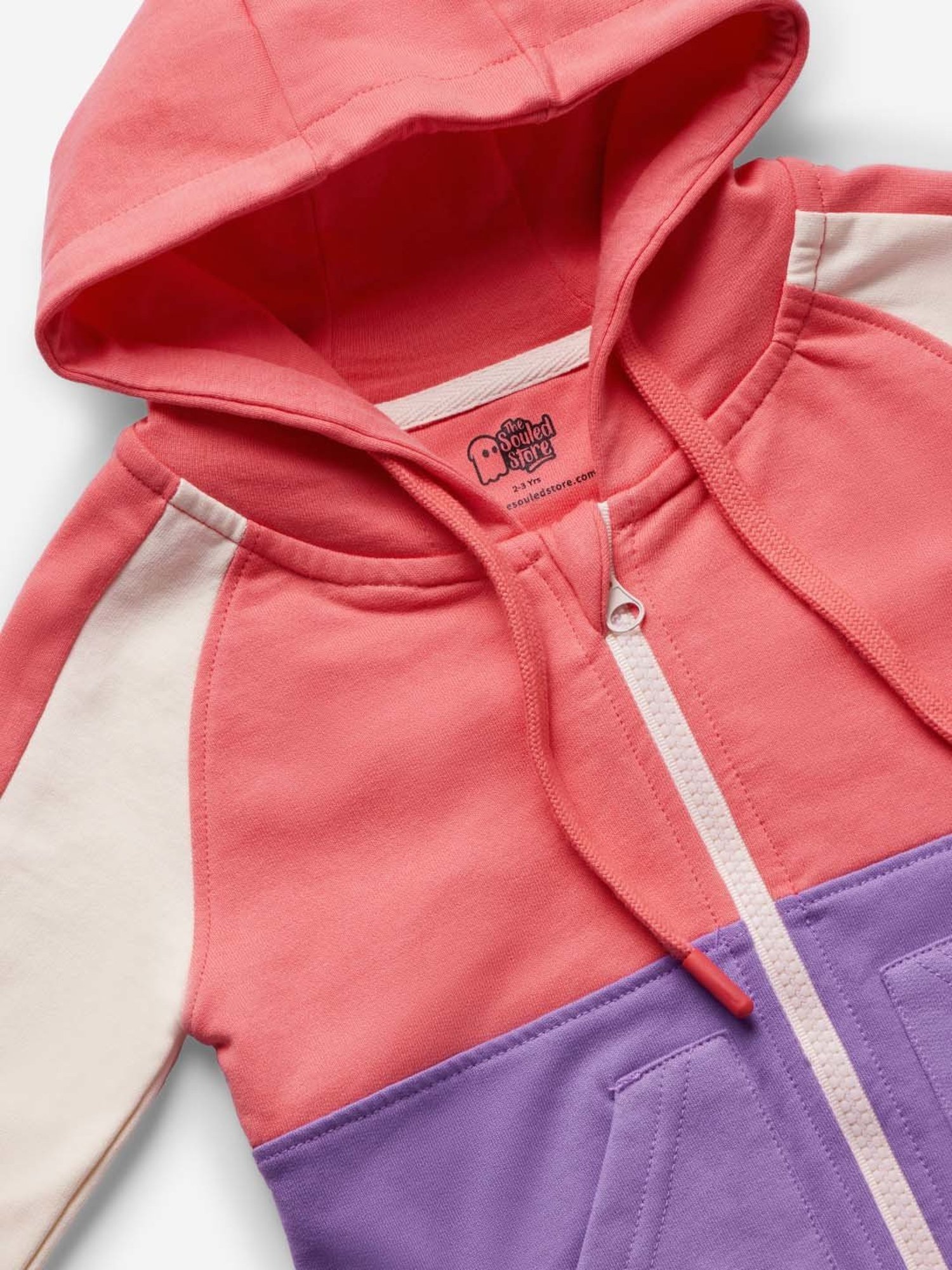 The Souled Store Kids Pink & Purple Cotton Color Block Full Sleeves Hoodie