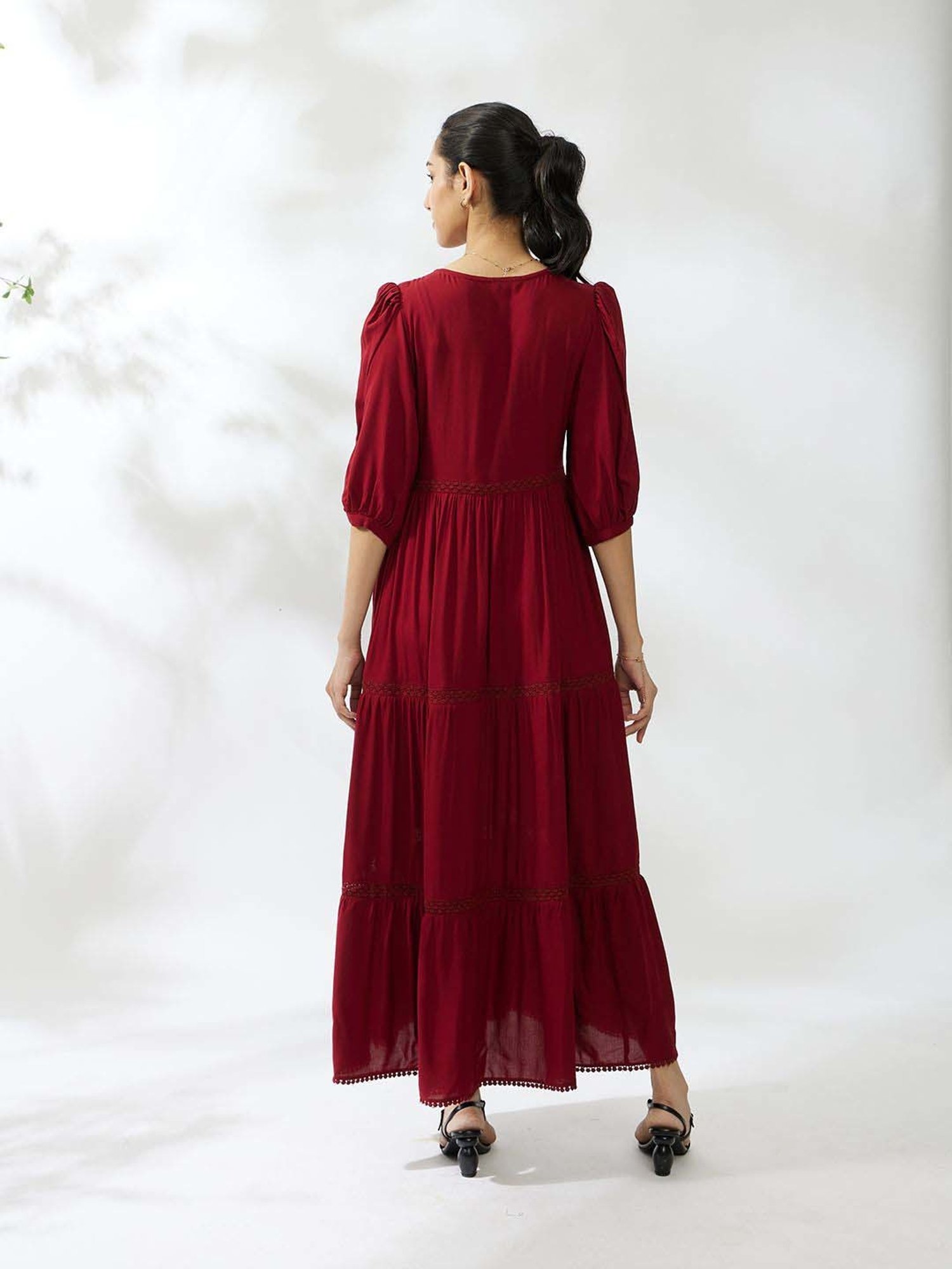 Daali Maroon Regular Fit Maxi Dress