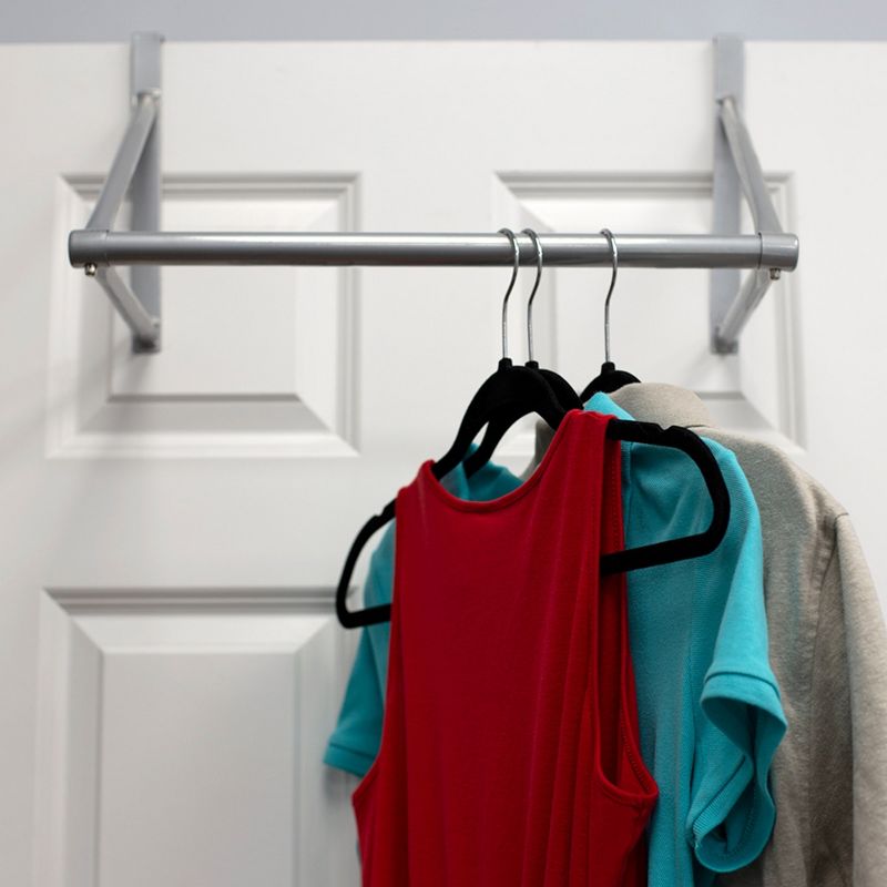 Home Basics Over the Door Metal Closet Rod, Silver
