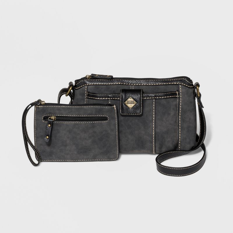 Bolo Zip Closure Montville Crossbody Bag with Wristlet - Almost Black