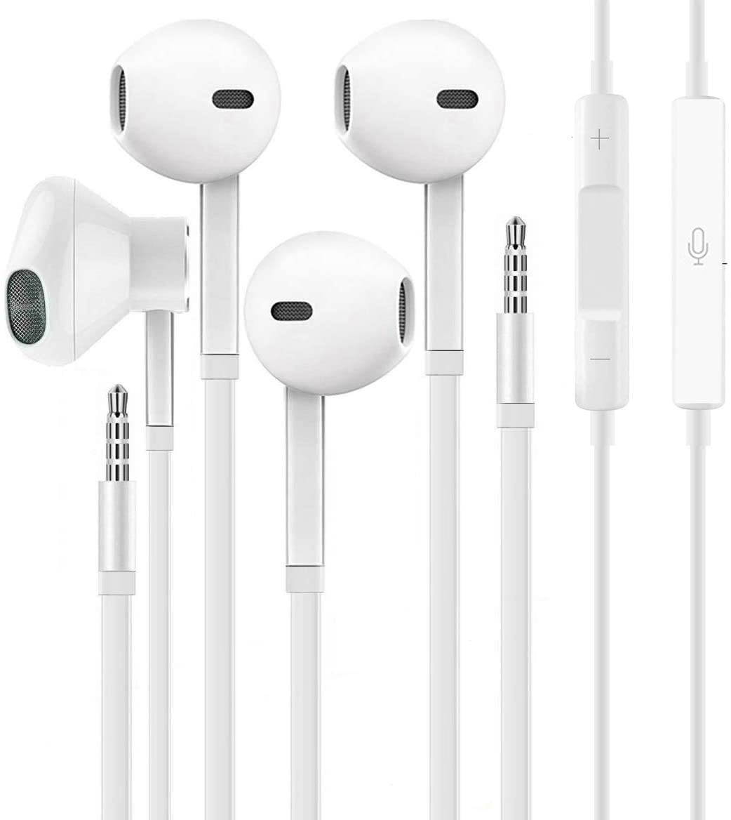 2 Pack Headphones Earphones Earbuds 3.5mm Wired Headphones Noise Isolating Earphones with Built-in Microphon Volume Control Compatible with Phone 6 Plus SE 5S 4 Pod Pad Samsung Android MP3