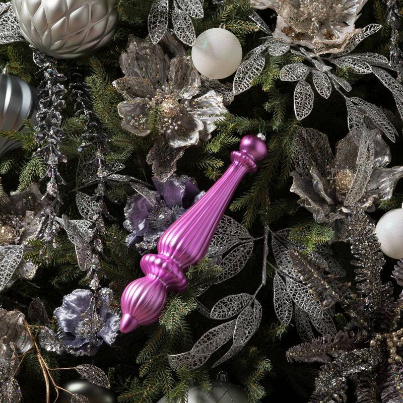 2ct Vickerman 14" Matte Finial Drop, UV Coated Ornament Set Orchid