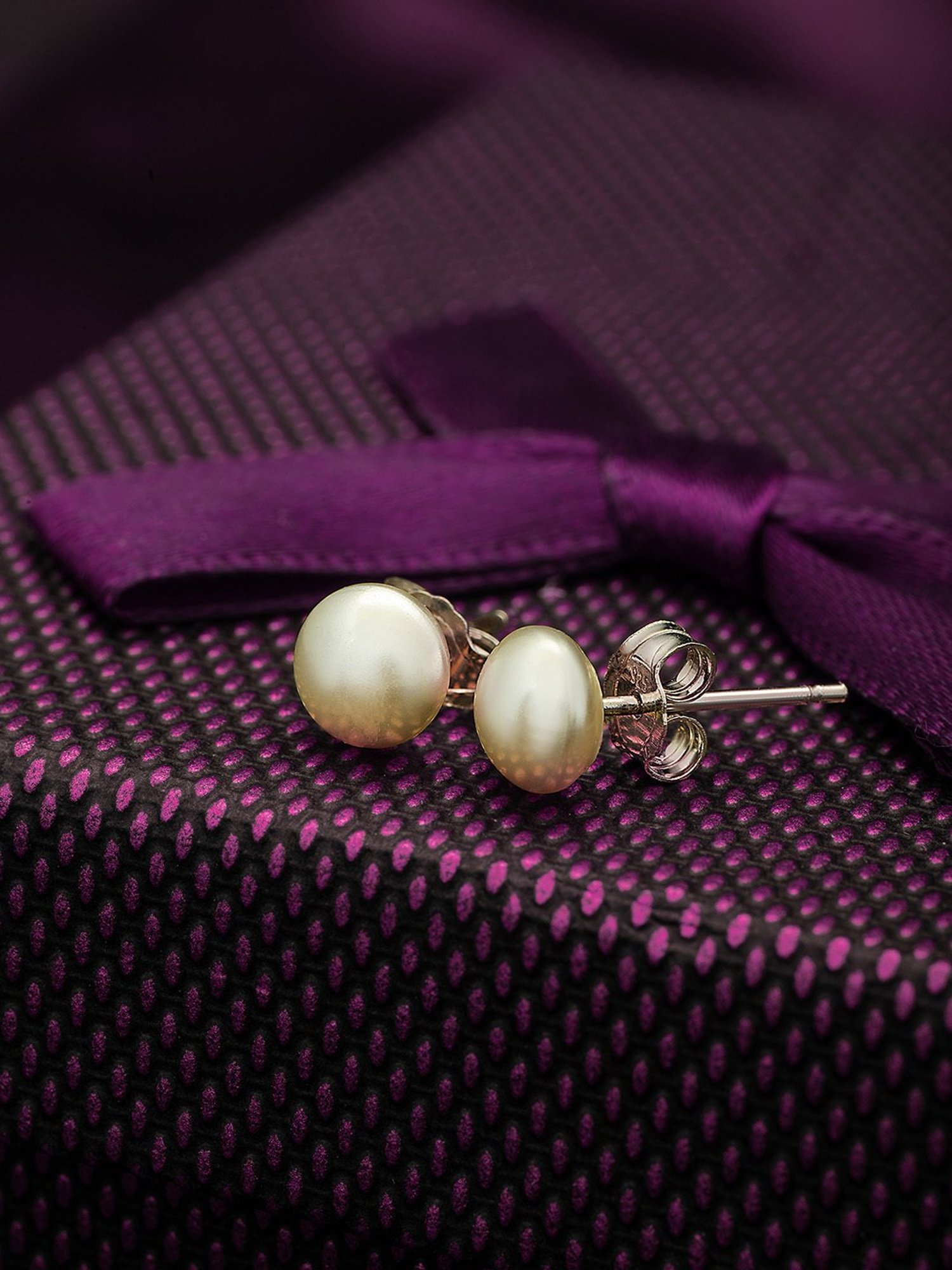 Silberry 92.5 Sterling Silver Swarovski Creame Pearl 8mm Earrings for Women