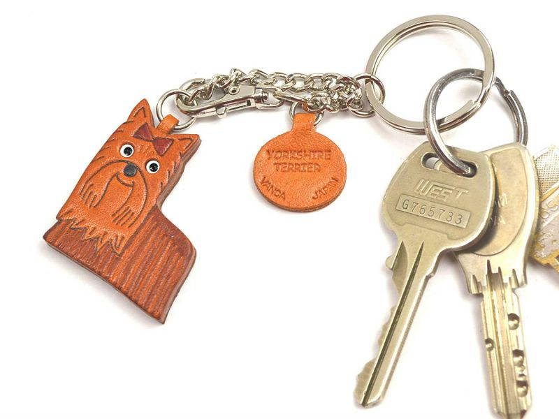 Yorkshire Terrier Leather Dog Bag/Key Ring Charm VANCA CRAFT-Collectible Keychain Made in Japan