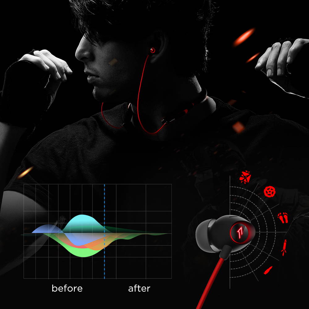 1MORE Wireless Earbuds Bluetooth Headphones Sport In-Ear Neckband Bluetooth Earphones with Microphone, VR 3D Stereo Wireless Sound, LED, Fast Charging, Environmental Noise Cancellation