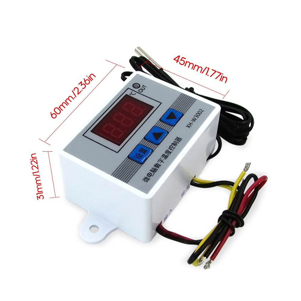 XH-W3002 Intelligent Led Digital Microcomputer Temperature Controller Mini Thermostat Switch with Water-resistant Sensor Probe