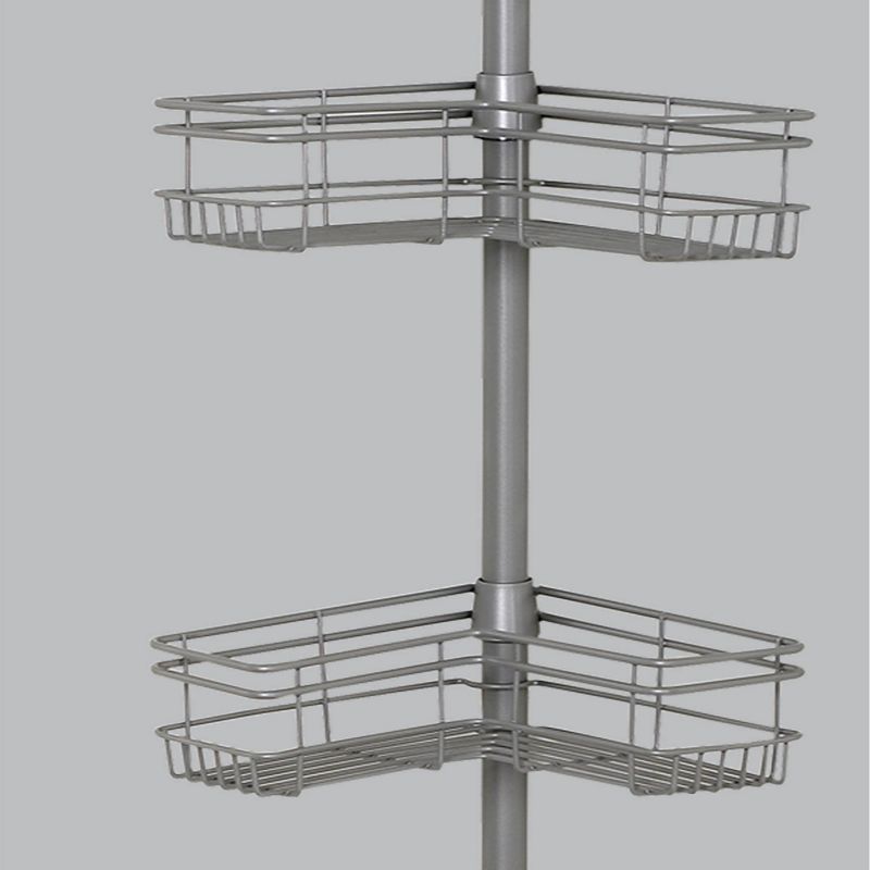 Premium "L" Shaped Rust Resistant Bathtub and Shower Pole Caddy Silver - Zenna Home