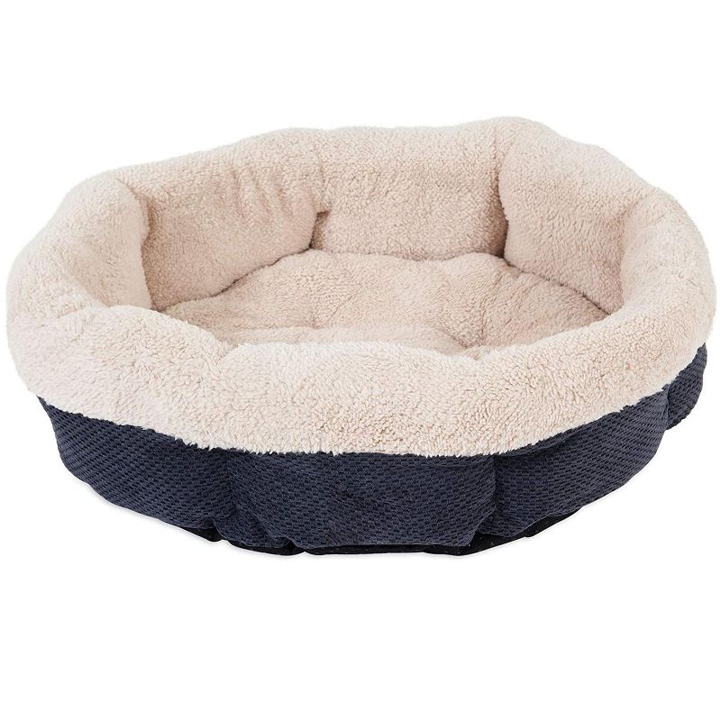 Petmate 7075995 SnooZZy Mod Chic Small Soft Round Shearling Small Dog or Cat Bed with Non-Slip Bottom, Machine Washable, Black