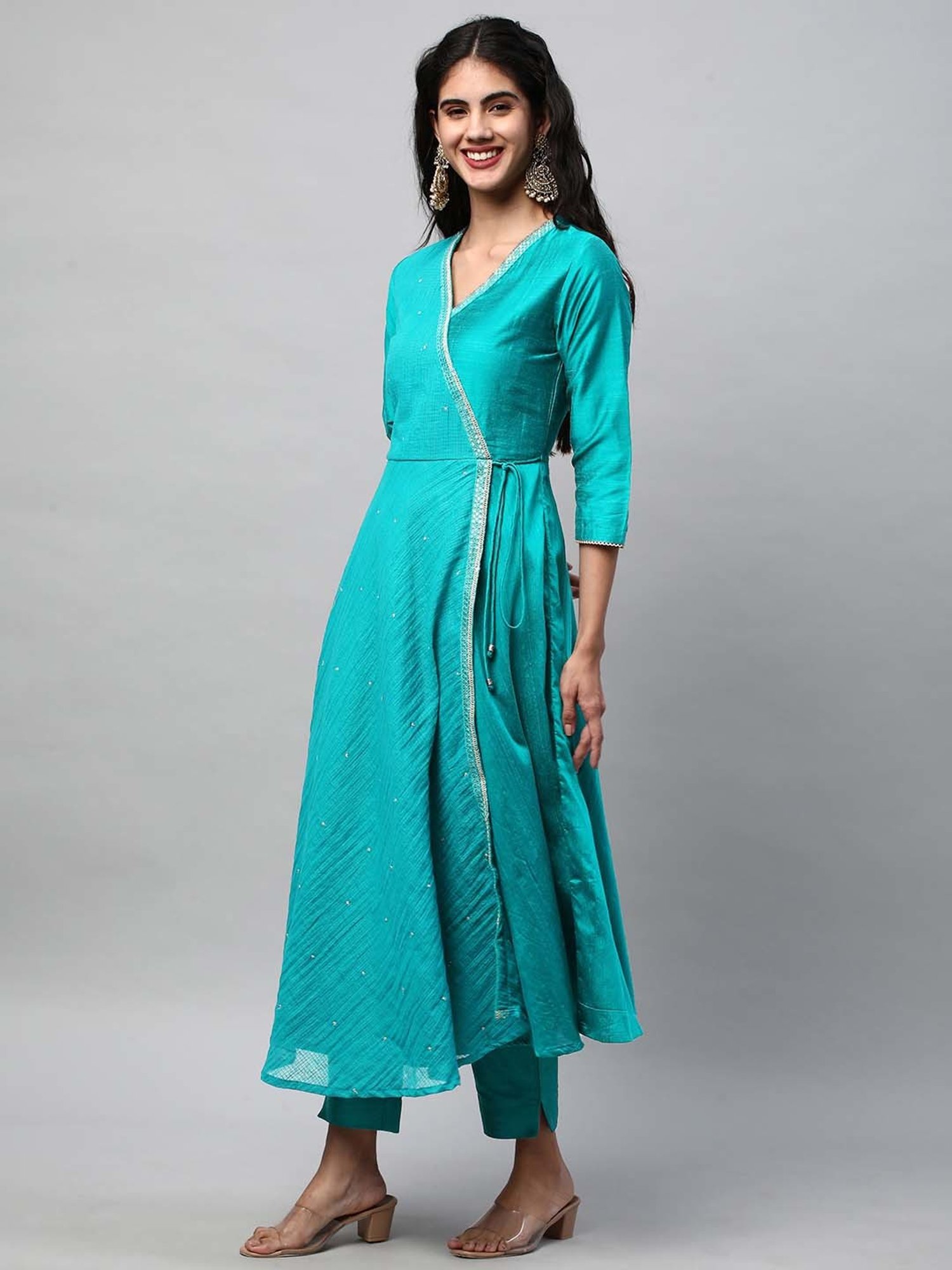 Kami Kubi Blue Embellished Angrakha Kurta