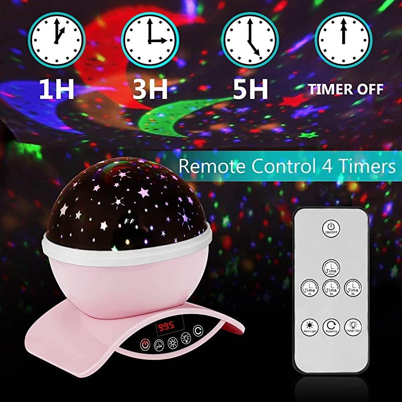 Projector Night Light for Kids Baby Night Light Projector for Bedroom with Timer Remote and Chargeable Best Gift for Kids Pink