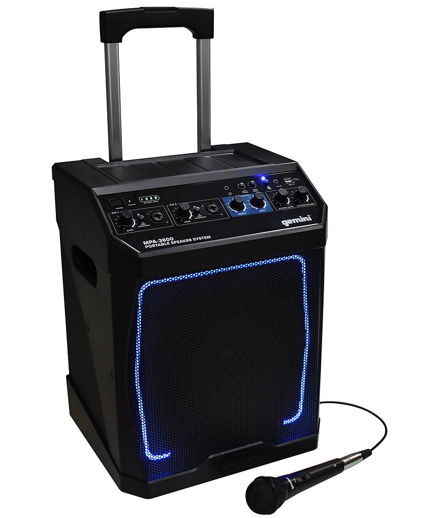 gemini Portable Rechargeable Bluetooth Speaker with Lights