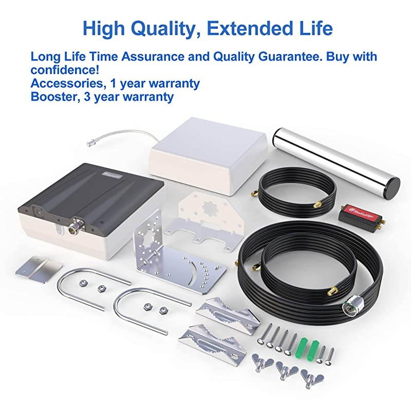 High Data Speed Cell Phone Signal Booster-for Home, Convenience Store, Apartment, Workshop - All U.S. Carriers - All in One On Roof Cell Booster Speed Kit Supports 4,000 sq ft