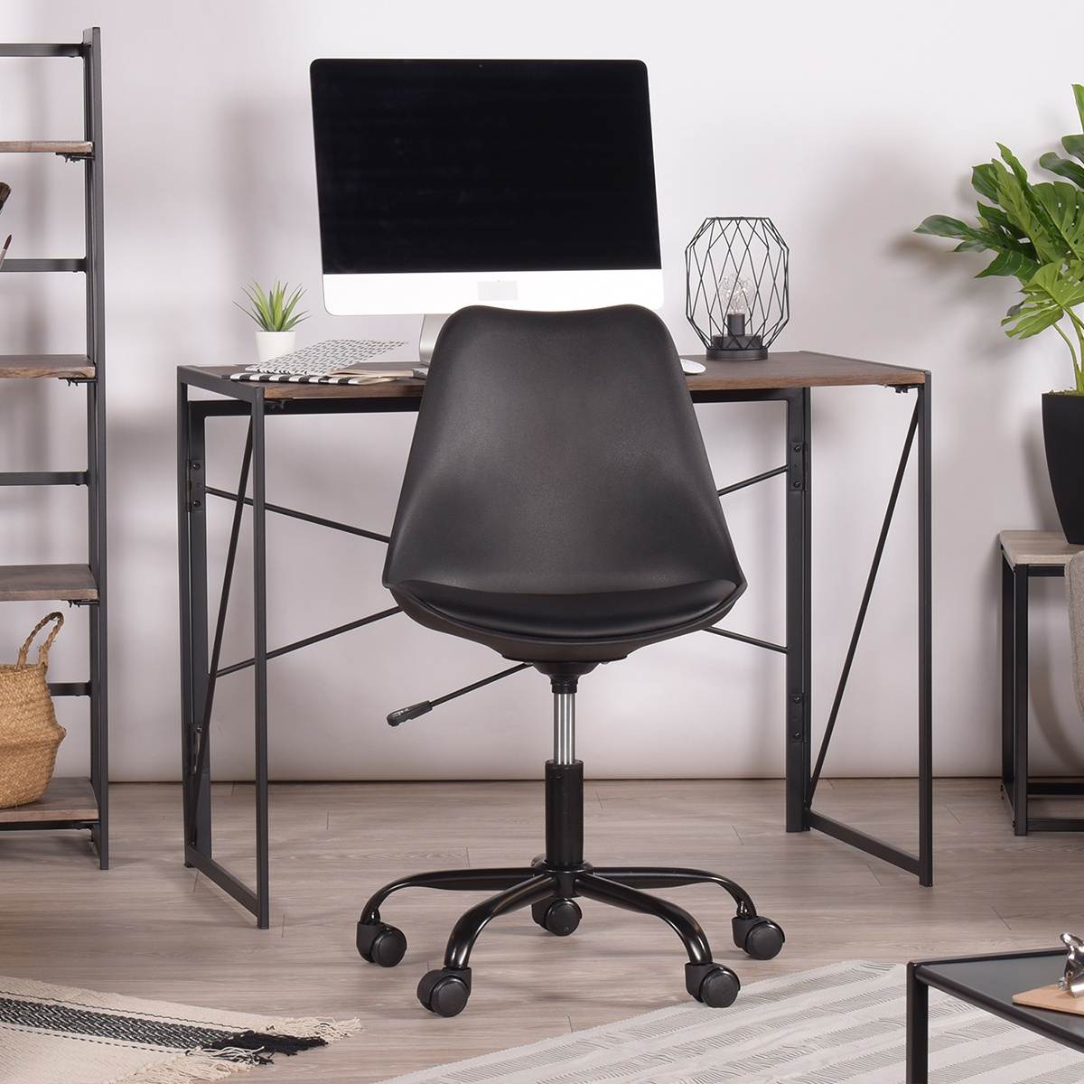 FurnitureR Task Chair Adjustable Swivel Office Chair, Black