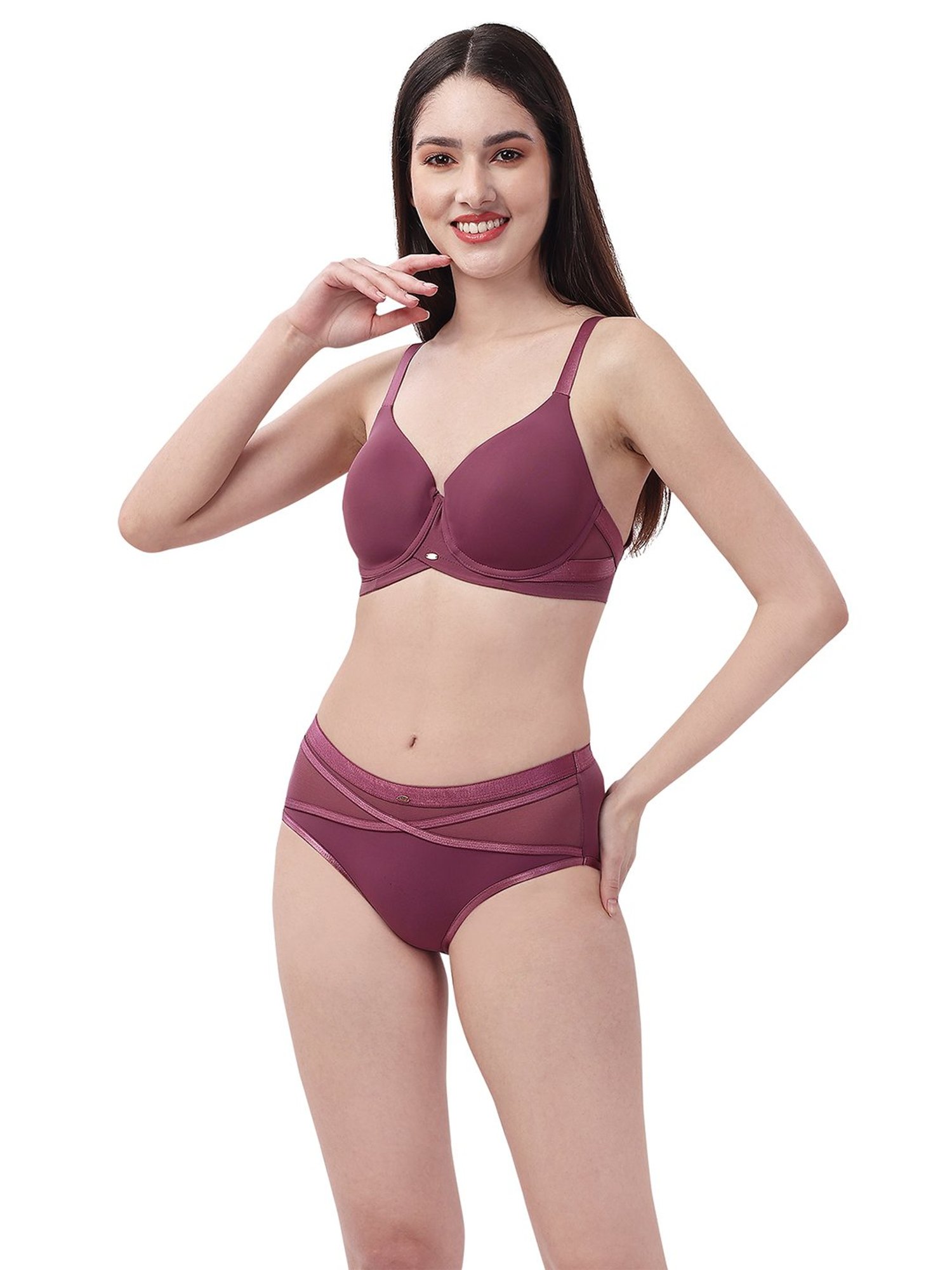 Soie Purple Padded Under-Wired Bra & Panty Set