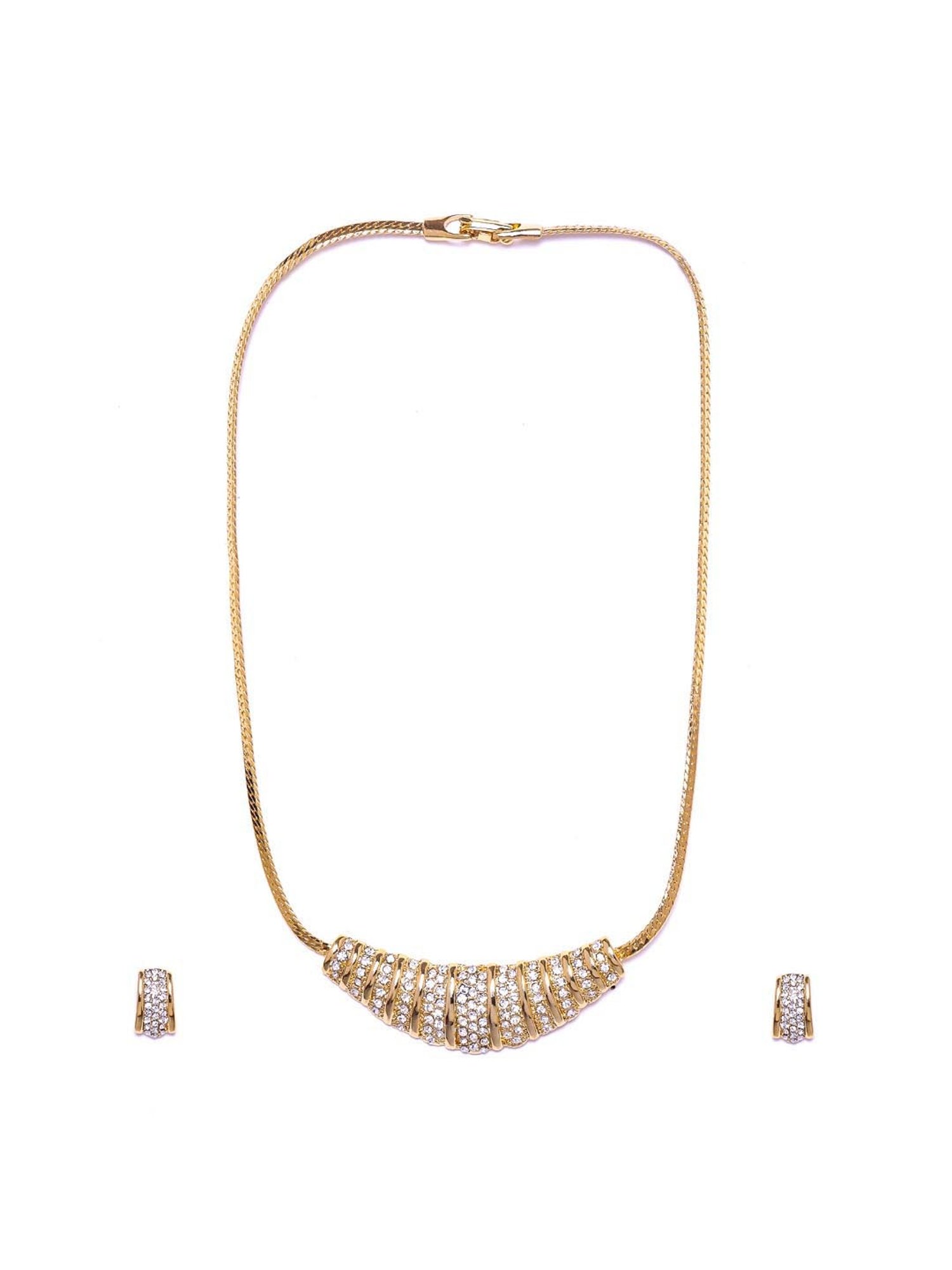 Estele Gold-Plated Solitaire Jewellery Set with Austrian Crystals for Women