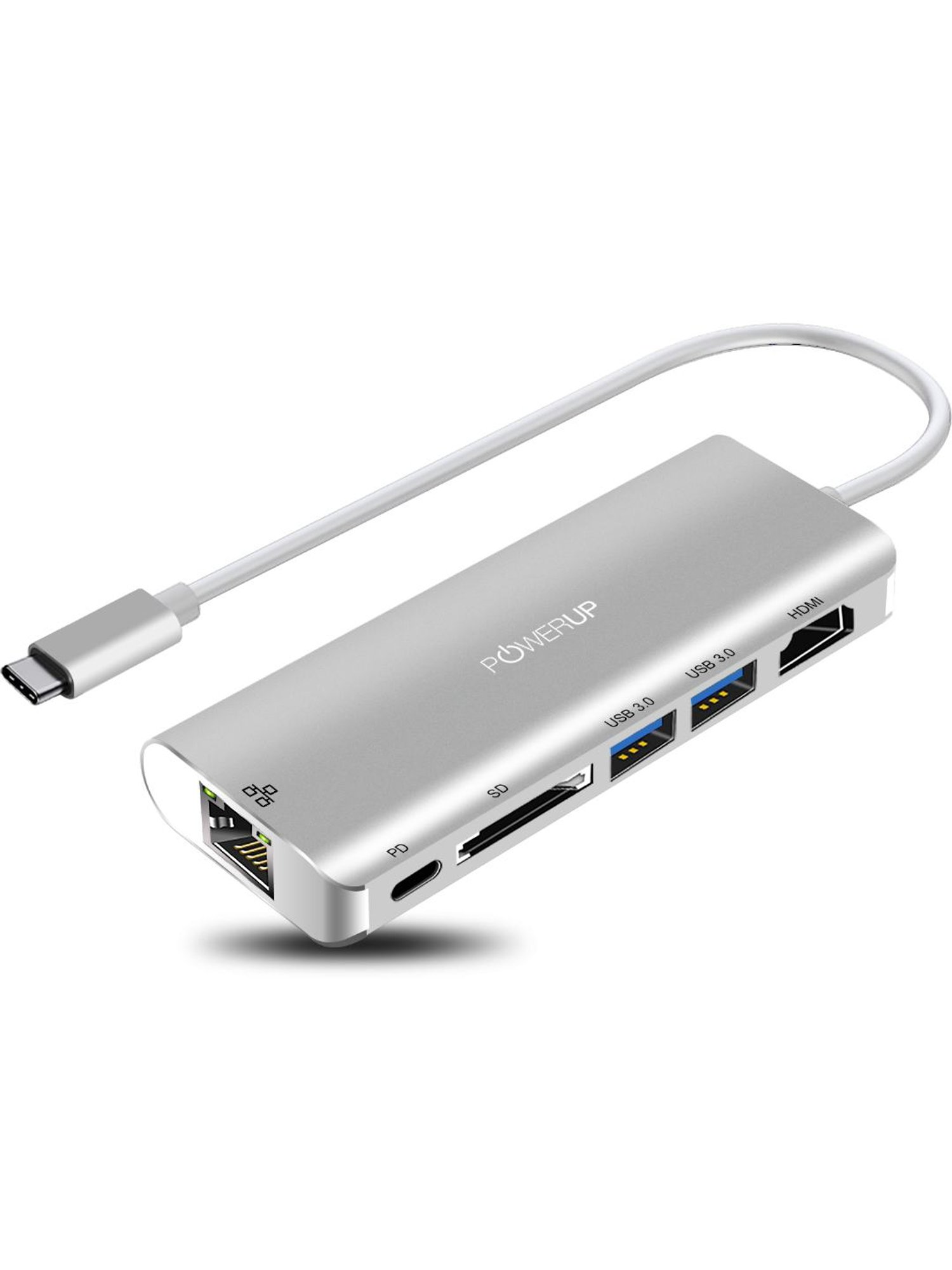 Powerup Elite Plus 6 in 1 Multi-Port Adapter for Macbook Pro (Silver)