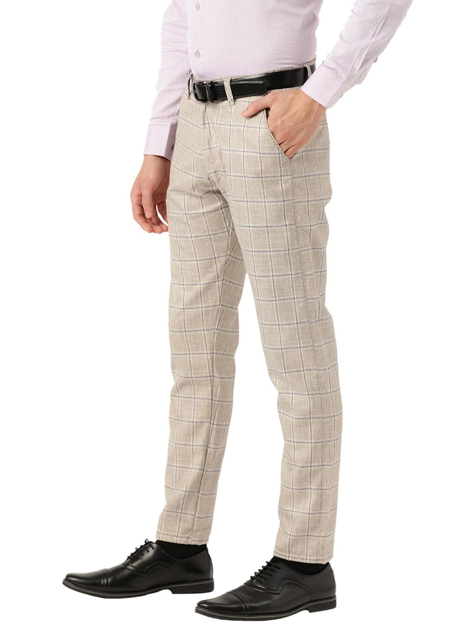 Sojanya Light Grey & Navy Checks Trousers