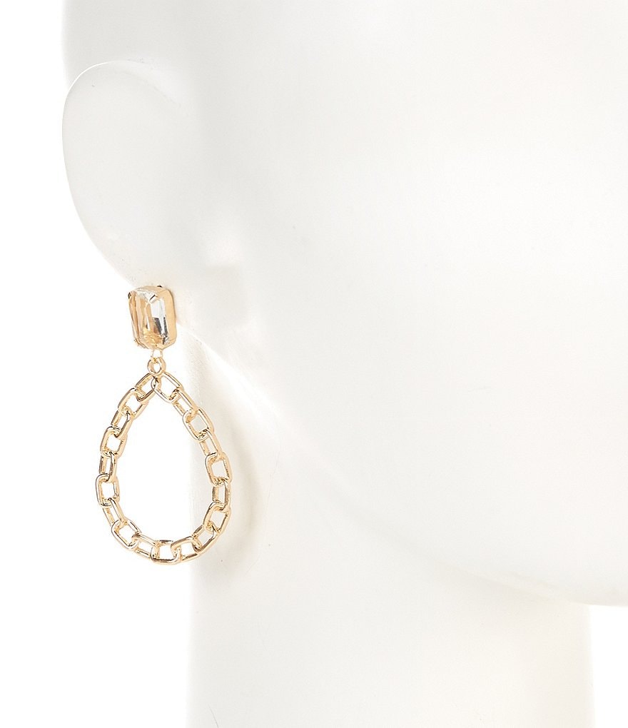 Natasha Accessories Stone Link Drop Earrings
