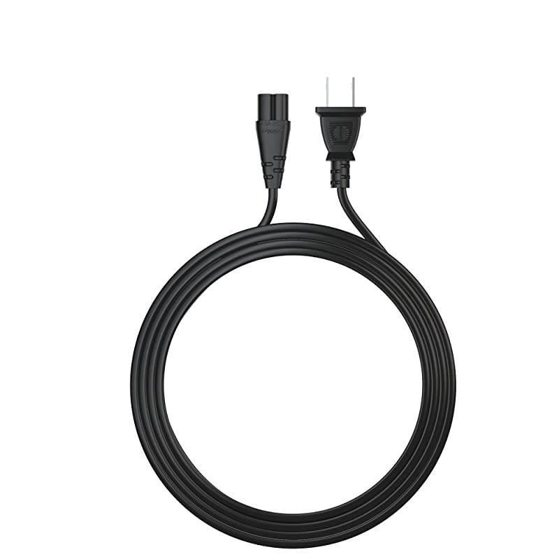 AC Cable Replacement Power Cord 2 Prong 6 Feet (Black)