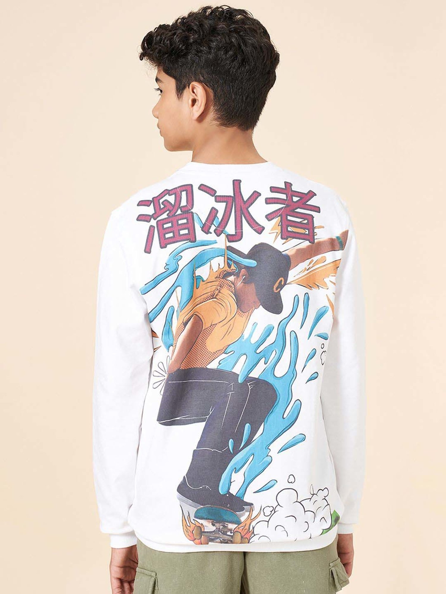 Coolsters by Pantaloons Boys Bright White Cotton Printed Full Sleeves Sweatshirts & Hoodies