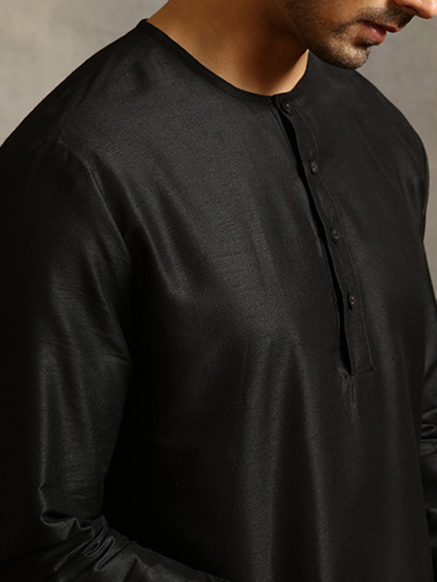 Abhishti Black Regular Fit Banarasi Straight Kurta