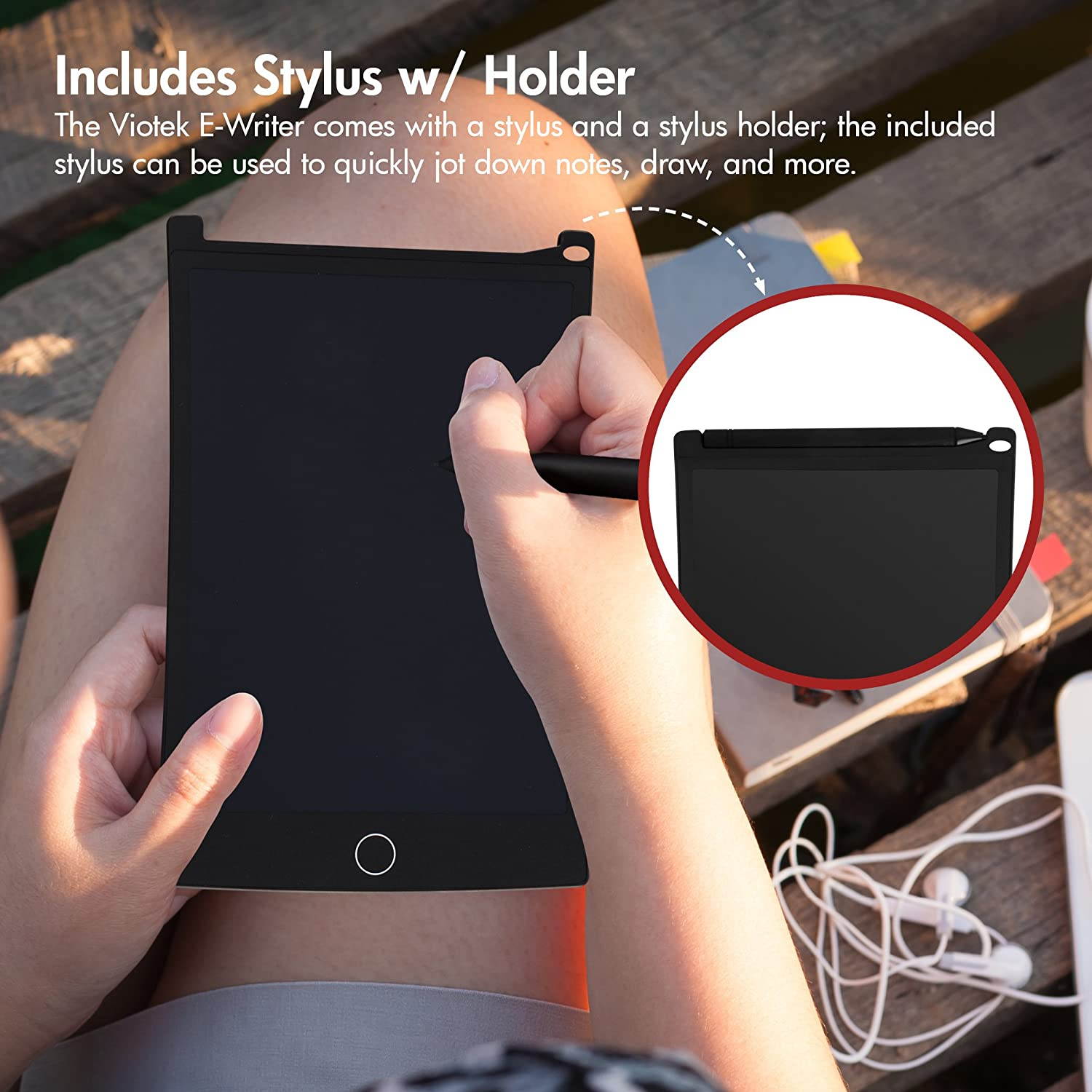 Viotek EWriter Writing Tablet - 8.5&rdquo; Writing Surface with Viotek Eye-Guard Technology, Comes with Stylus and Stylus Holder, Lightweight, Green Ink Markings, 4 Magnets  - LCD Drawing Tablet