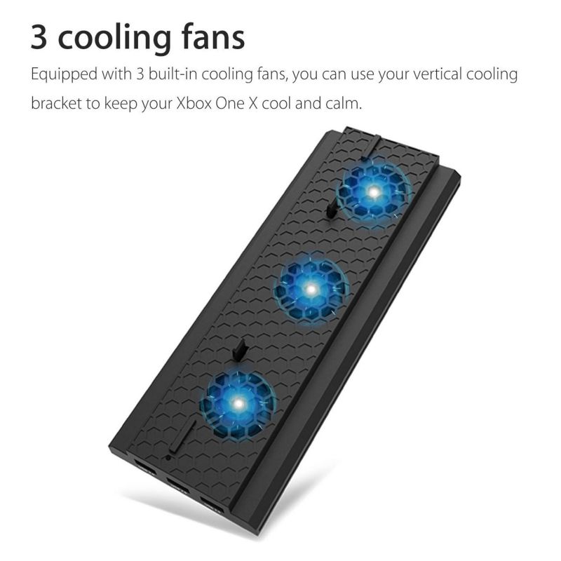 Original Vertical Stand Holder Base w/ 3 Cooling Fan USB For Xbox One X Console