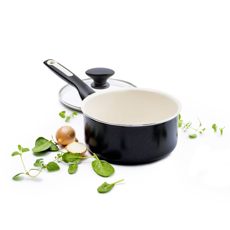GreenPan Rio 2-Quart Ceramic Non-Stick Covered Saucepan, Black