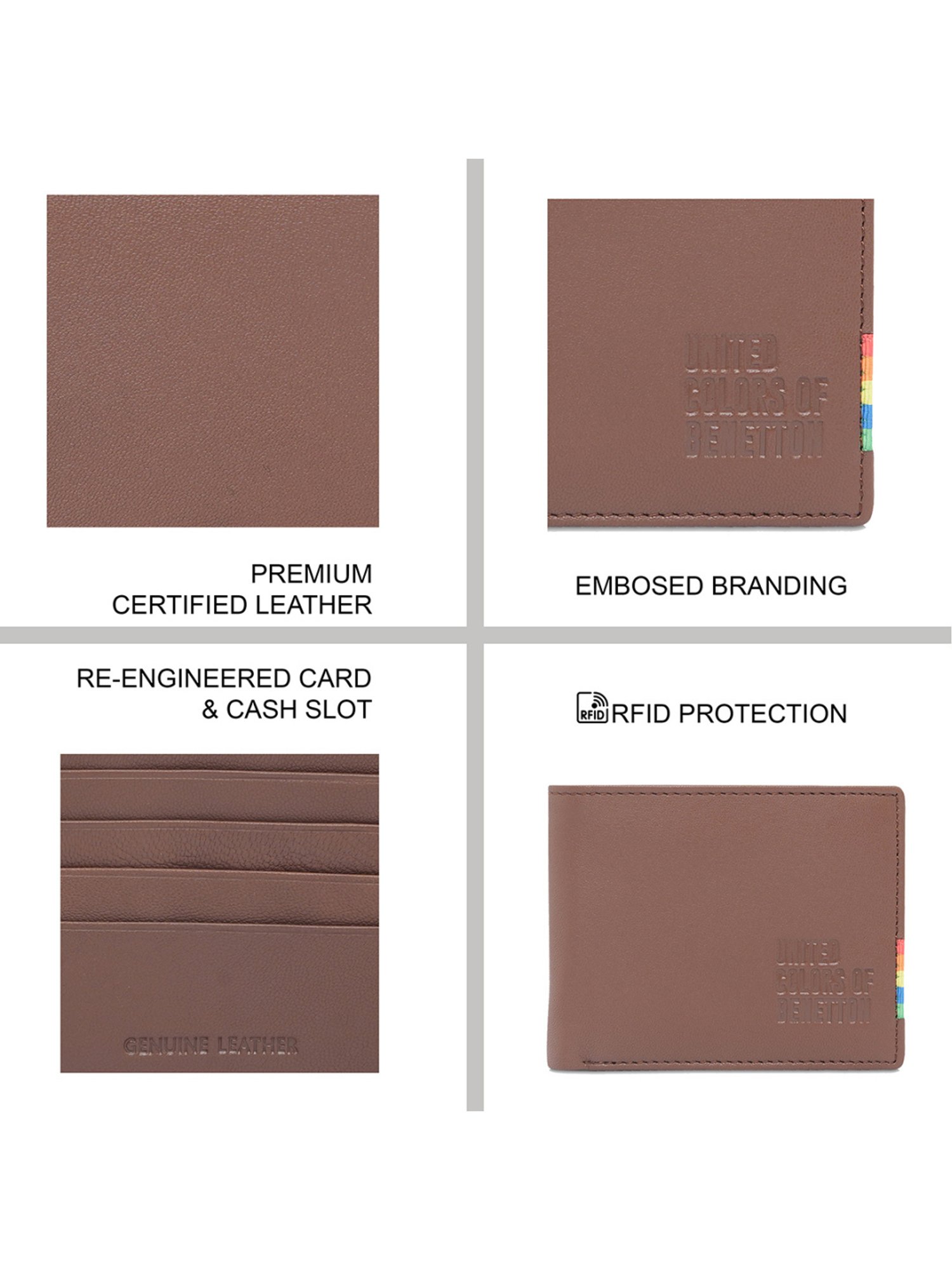 United Colors of Benetton Kinman Tan Casual Leather Bi-Fold Wallet For Men
