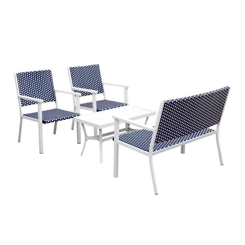 Peaktop 4pc Wicker Patio Conversation Set - Coastal - Teamson