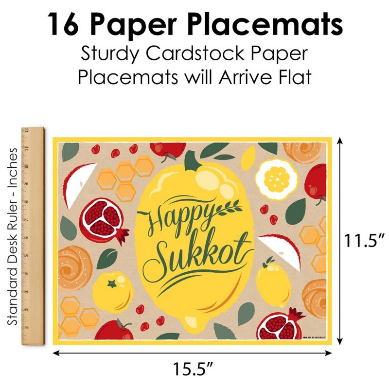 Big Dot of Happiness Sukkot - Party Table Decorations - Sukkah Placemats - Set of 16