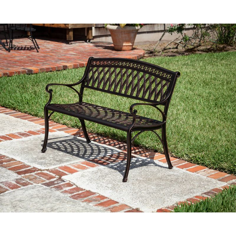 Simone Cast Aluminum Outdoor Patio Bench - Balkene Home