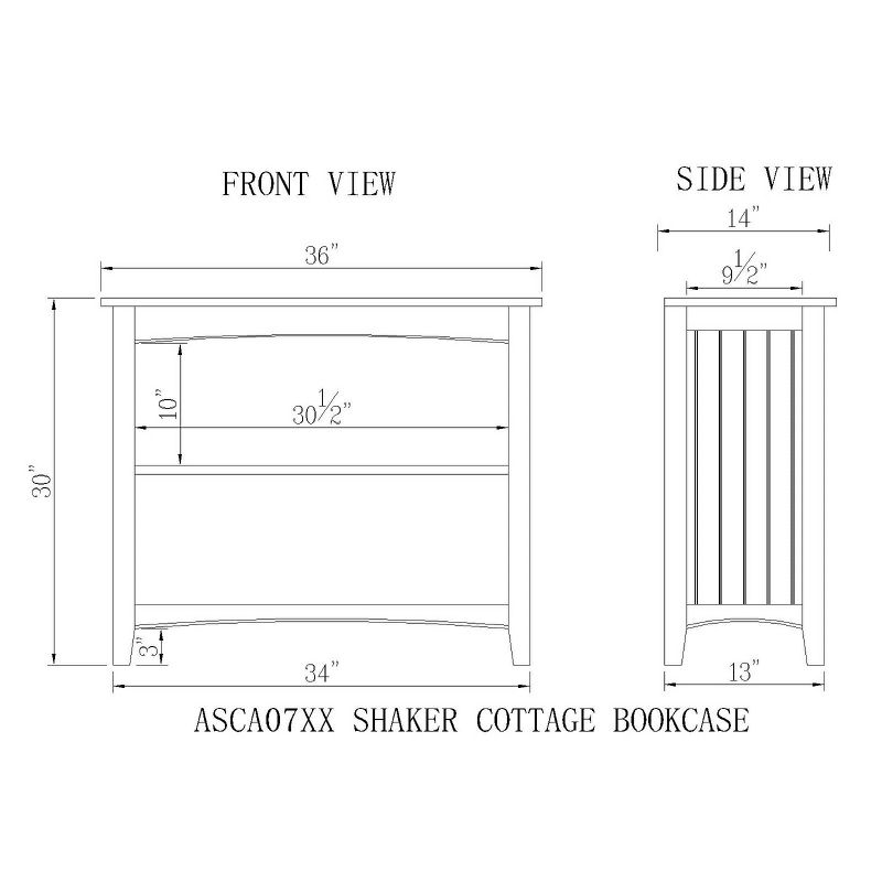30" 2 shelf Bookshelf Hardwood Cherry - Alaterre Furniture