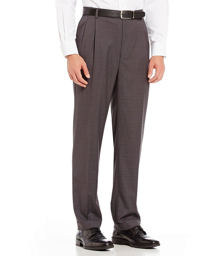 Roundtree & Yorke TravelSmart Luxury Gabardine Ultimate Comfort Classic Fit Pleat Front Non-Iron Dress Pants